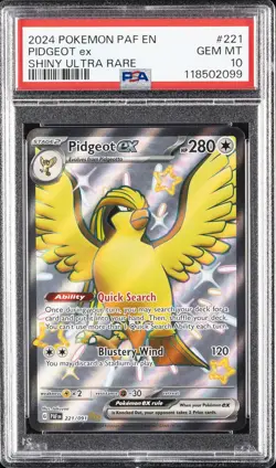 2024 POKEMON PAF EN-PALDEAN FATES SHINY ULTRA RARE #221 PIDGEOT EX PSA 10 - Image 1