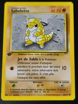 Sabelette 62/102 Edition 1 Ed 1 Set De Base Wizards Carte Pokemon FR - Image 2