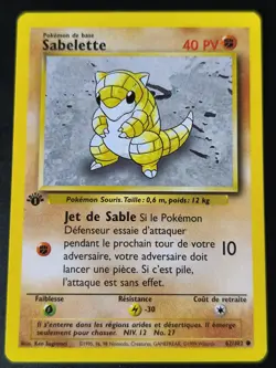 Sabelette 62/102 Edition 1 Ed 1 Set De Base Wizards Carte Pokemon FR - Image 2