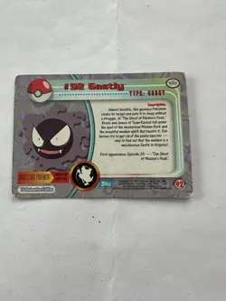 Gastly Topps Pokemon Blue Logo #92 TV Animation Yr 2000 - Image 2