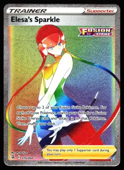 ELESA'S SPARKLE 275/264 RAINBOW RARE FUSION STRIKE POKEMON NM - Image 1