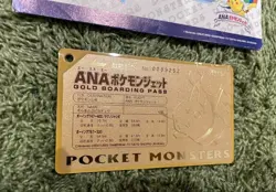 ANA Pokemon Jet Gold Boarding Pass Flying Pikachu Ver. Japanese Nintendo 1998 - Image 2