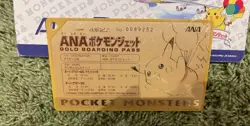 ANA Pokemon Jet Gold Boarding Pass Flying Pikachu Ver. Japanese Nintendo 1998 - Image 3