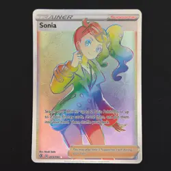 Pokemon TCG Card Sonia 203/192 Rebel Clash Rainbow Secret Rare - NM- - Image 1