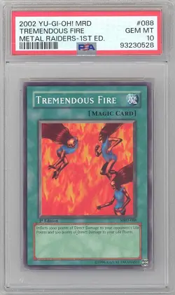PSA 10 - Yu-Gi-Oh Card - MRD-088 - TREMENDOUS FIRE (c) *1st Edition* - GEM MINT - Image 1