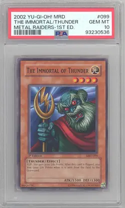 PSA 10 - Yu-Gi-Oh Card - MRD-099 - THE IMMORTAL OF THUNDER (c) *1st Ed* GEM MINT - Image 1