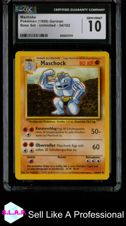 MACHOKE BASE SET - UNLIMITED 34/102 POKEMON CGC 10 - Image 1