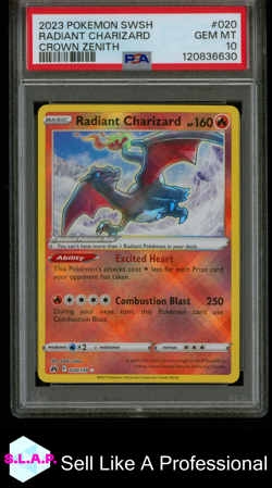 RADIANT CHARIZARD CROWN ZENITH POKEMON SWSH CROWN ZENITH 2023 020 PSA 10 - Image 1