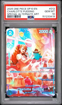 2025 ONE PIECE OP10 #012 ROYAL BLOOD CHARLOTTE PUDDING SP ALT ART PSA 10 - Image 1
