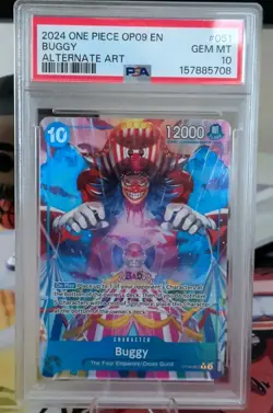 2024 ONE PIECE OP09-EMPERORS IN THE NEW WORLD ALTERNATE ART #051 BUGGY PSA 10 - Image 1