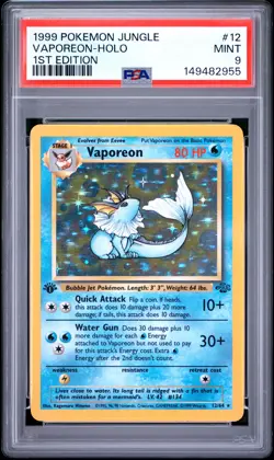 1999 POKEMON JUNGLE 1ST EDITION #12 VAPOREON-HOLO PSA 9 - Image 1