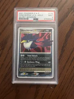 PSA 9 2007 Pokemon Secret Wonders Honchkrow LV.X 132/132 Ultra Rare Holo EN - Image 1