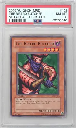 PSA 8 - Yu-Gi-Oh Card - MRD-108 - THE BISTRO BUTCHER (c) *1st Edition* - NM-MT - Image 1
