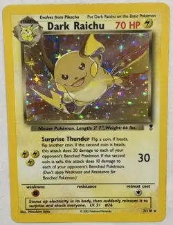 Pokemon Dark Raichu 7/110 Holo Rare Legendary Collection LP Vintage WOTC 2002 - Image 1