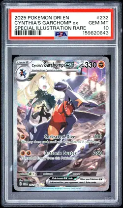 Pokemon TCG Cynthia's Garchomp EX Card 232/182 Sir Destined Rivals PSA 10 Gem 💎 - Image 1