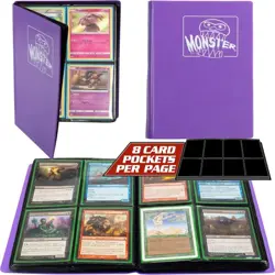 Monster 4 Pocket Trading Card Binder Matte Purple Album, Anti Theft & Anti Drop - Image 1