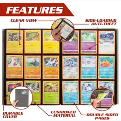 9 Pocket Trading Card Binder Holofoil Yellow Album w Side Loading Pockets - Image 3