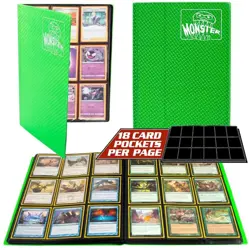9 Pocket Trading Card Binder Holofoil Green Album w Side Loading Pockets - Image 1