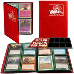 4 Pocket Trading Card Album Holofoil Red Binder w Padded Side Loading Pockets - Image 1