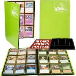 Monster Binder 9 Pocket Side Loading Trading Card Album Matte Green Holds 360 - Image 1