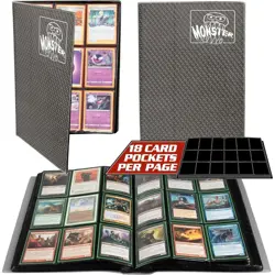 Monster 9 Pocket Trading Card Album Holofoil Gray Binder, Anti Theft & Anti - Image 1