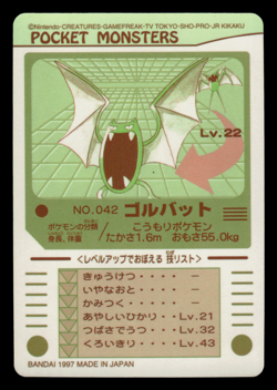 NM - Pokemon Japanese Golbat No. 042 Bandai Sealdass Sticker - Image 2