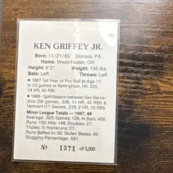 Ken Griffey Jr. San Bernardino Spirit 1988 Baseball Card Spirits - Image 2