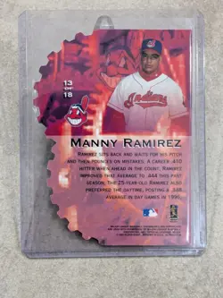 1997 Fleer Ultra HITTING MACHINES #13 Manny Ramirez FOIL DIE CUT Indians 🔥🔥🔥 - Image 2
