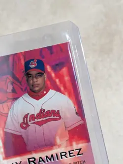 1997 Fleer Ultra HITTING MACHINES #13 Manny Ramirez FOIL DIE CUT Indians 🔥🔥🔥 - Image 3