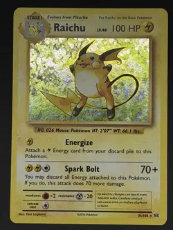 Pokemon TCG XY Evolutions Raichu Holo Rare Card 36/108 - Image 1