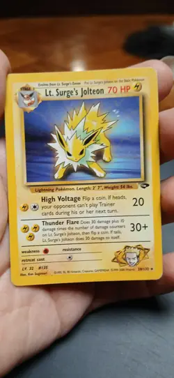 Pokemon Card Gym Challenge Lt. Surge's Jolteon 28/132 Unlimited Rare - Image 1