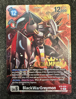 Digimon Card BlackWarGreymon 3-On-3 Champion Foil BT8-070 New Awakening - Image 1