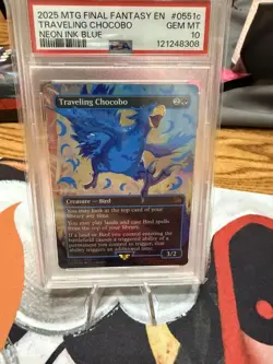 2025 MTG FINAL FANTASY NEON INK BLUE TRAVELING CHOCOBO PSA 10 - Image 1