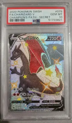 2020 Pokemon SWSH Champions Path Charizard V Full Art Shiny 079/073 PSA 10 - Image 1