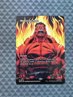 MTG Monstrous Rage #0072 Borderless Mythic Marvel Universe Eternal-Legal (MAR) - Image 1