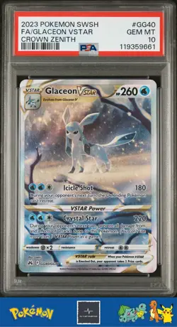 2023 Pokemon SWSH Crown Zenith GG40/GG70 Glaceon Vstar PSA 10 - Image 1