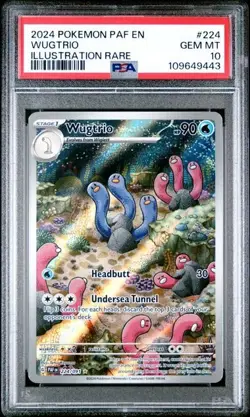 2024 Pokemon Paf EN-Paldean Fates Wugtrio #224/091 Illustration Rare PSA 10 - Image 1