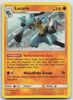 Lucario 67/156 Rare - Ultra Prisma - DE - NM - Pokemon TCG - Image 1