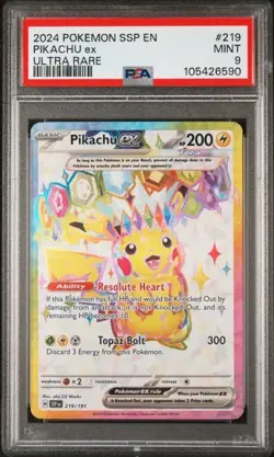 Pokemon - 2024 Pikachu Ex #219 Ssp En-Surging Sparks PSA 9 - Image 1