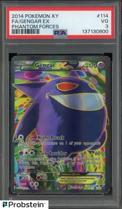 2014 Pokemon XY Phantom Forces English #114 Full Art Gengar EX PSA 3 VG - Image 1