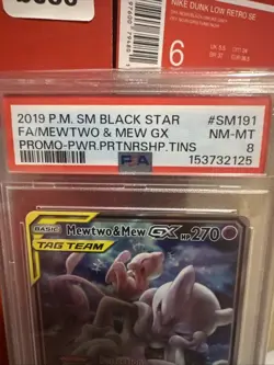 2019 POKEMON SM BLACK STAR PROMO #SM191 FULL ART/MEWTWO & MEW GX PSA 8 - Image 2