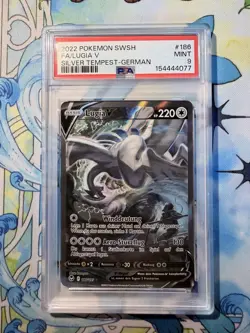Pokemon TCG Silberne Sturmwinde Lugia V 186 Full Art Foil PSA 9 Deutsch 2022 - Image 1