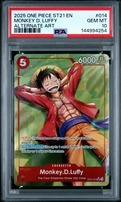 2025 ONE PIECE STARTER DECK ST21-EX GEAR 5 ALTERNATE ART MONKEY D. LUFFY PSA 10 - Image 1