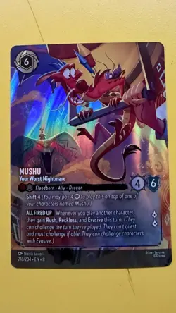 Mushu, your worst nightmare. Enchanted rare rise of jafar 218/204 Disney Lorcana - Image 1