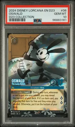 2024 DISNEY LORCANA EN D23-D23 EXPO PROMO #06 OSWALD - THE LUCKY RABBIT PSA 10 - Image 1
