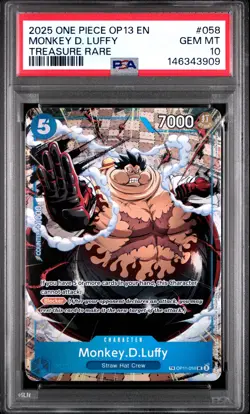 2025 ONE PIECE OP13-CARRYING ON HIS WILL TREASURE RARE MONKEY D. LUFFY PSA 10 - Image 1