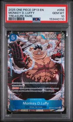 2025 ONE PIECE OP13-CARRYING ON HIS WILL TREASURE RARE MONKEY D. LUFFY PSA 10 - Image 1