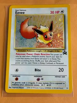 Eevee 11 Holo Promo Black Star Pokemon Card with Swirl Excellent Condition (1) - Image 1