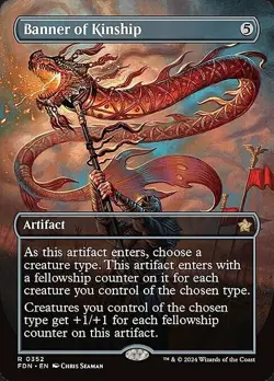 Magic The Gathering MTG BANNER OF KINSHIP BORDERLESS Foundations NM Near Mint - Image 1