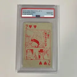 PSA 10 2010 Ensky One Piece Playing Card Jump Festa 2011 Roronoa Zoro 2 of Heart - Image 1